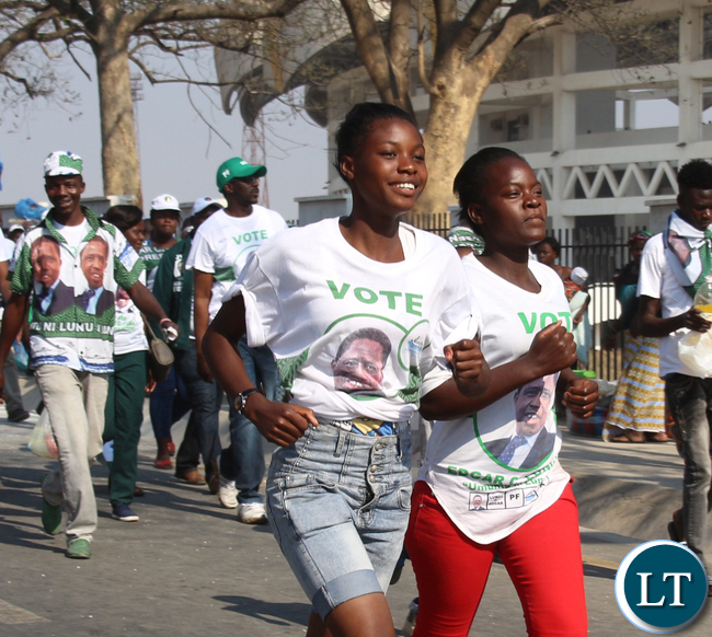Some girls heading to the Stadium.had to jog.