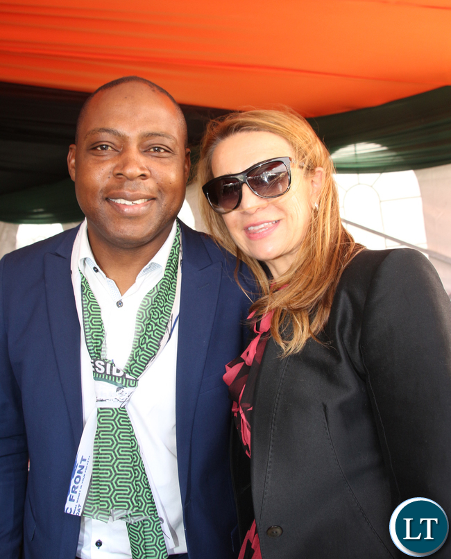 Former FAZ President Kalusha Bwalya and his wife at the inauguration ceremony