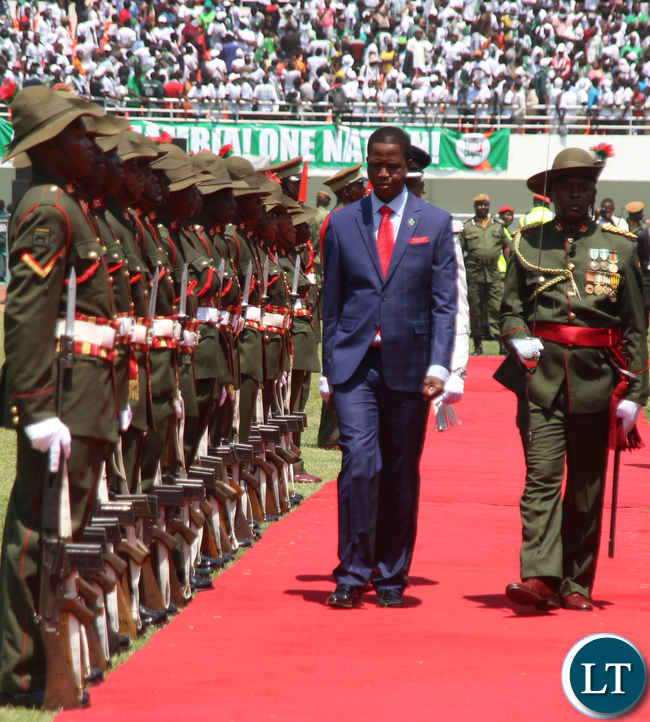 President Lungu inspecting the Guard of Honour