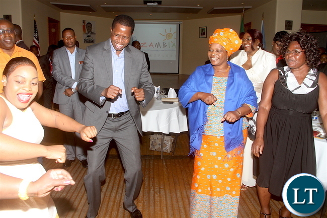 President Lungu and First Lady Esther Lungu join Zambian's on the dance floor during the Meet The President Dinner at Croatian Church, Cyril and Methods and St Raphael Catholic Church in New York on Sunday, September 18, 2016 -Pictures by THOMAS NSAMA President Lungu and First Lady Esther Lungu join Zambian's on the dance floor during the Meet The President Dinner at Croatian Church, Cyril and Methods and St Raphael Catholic Church in New York on Sunday, September 18, 2016 -Pictures by THOMAS NSAMA