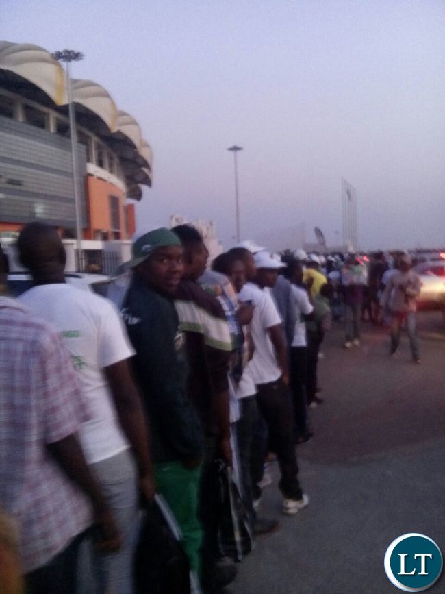 People line up to enter Heroes Stadium before 06 Hours