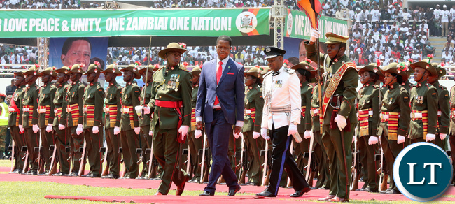 President Lungu inspecting the Guard of Honour