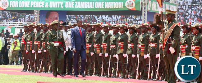President Lungu inspecting the Guard of Honour