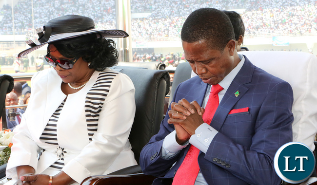 President Lungu with First Lady Esther Lungu in Prayers