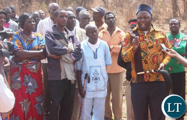 Chief Chamukaof the lenje speaking people of central province educating his subjects on the importance of peace in his chiefdom and the country at large