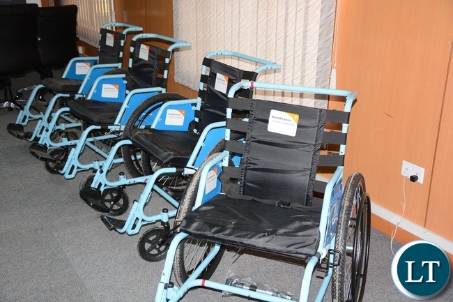 Same of the 25 wheel chairs donated to the Disaster Management and Mitigation Unit (DMMU) in Commemoration of the International Day for Disaster Reduction