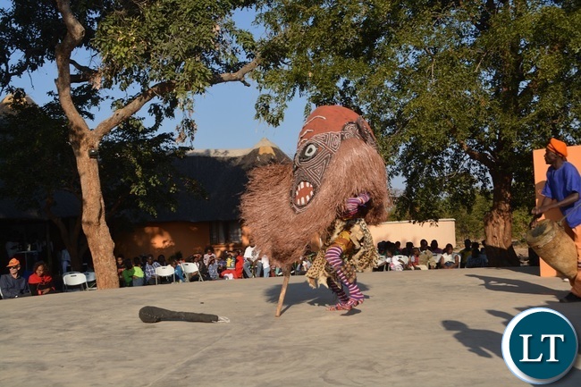 A Zambia National Dance Troupe likishi performing to local and foreign tourists at Maramba Cultural village in Livingstone