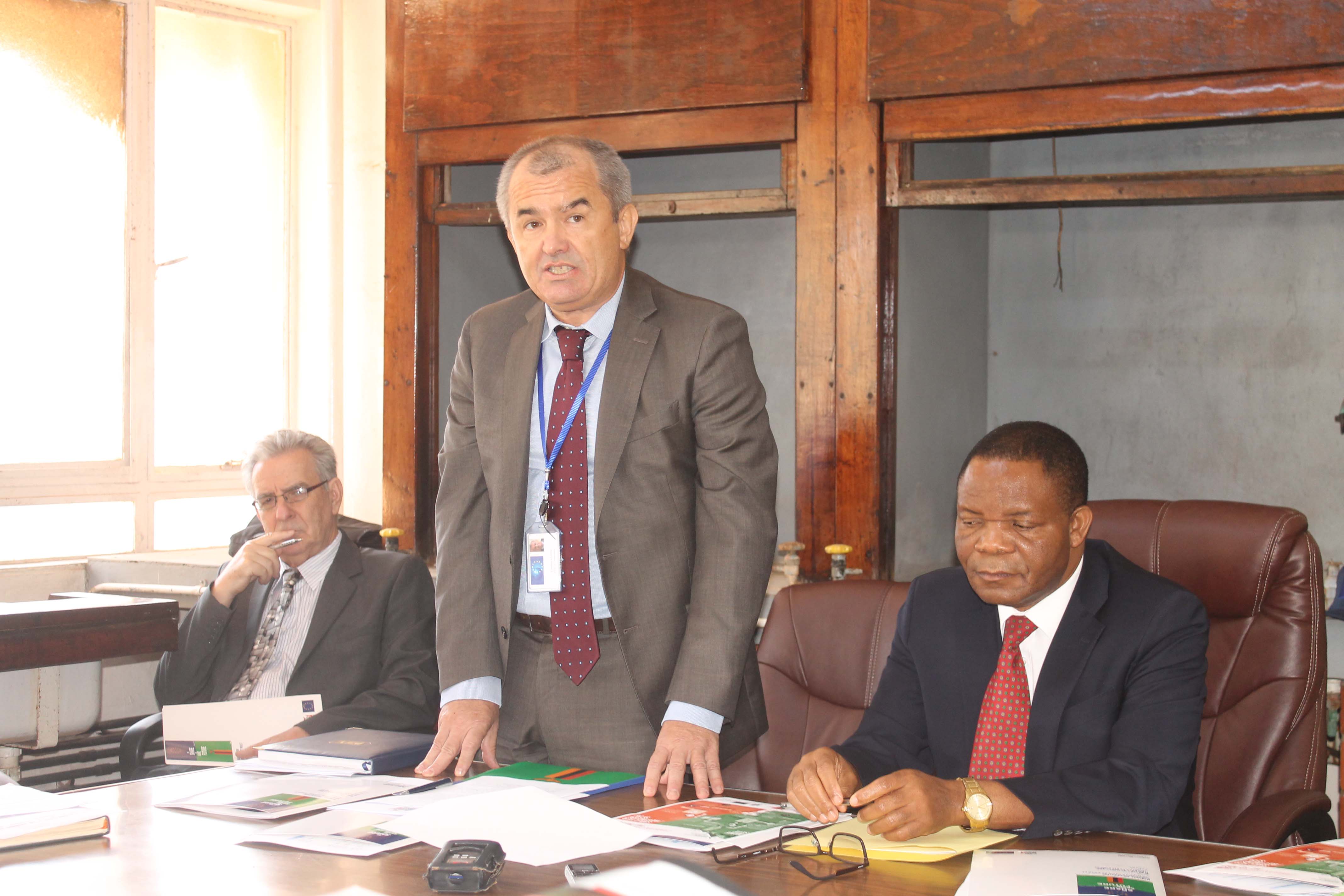 Head of Cooperation at the EU Zambian Delegation Mr Gianluca Azzoni speaks at unveiling of mineral production monitoring equipment at GSD on the 5th of October