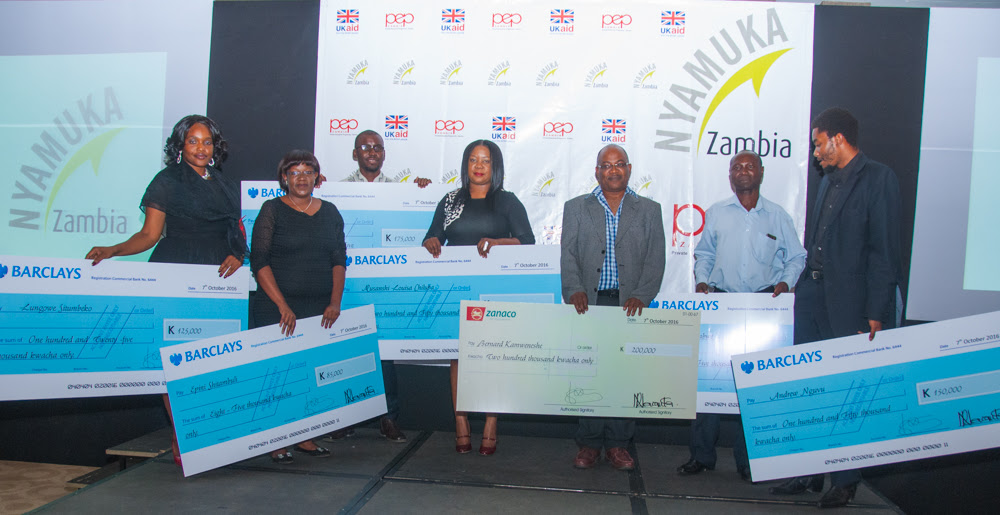 Winners of the 2016 Nyamuka Zambia business plan competition.