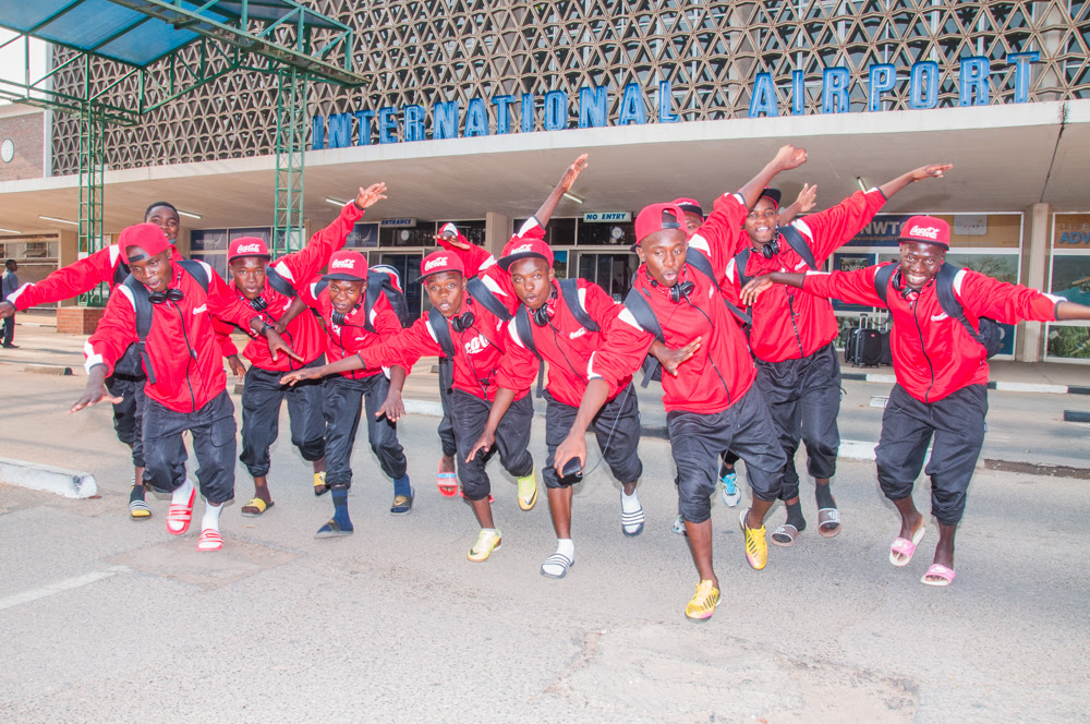Preparing to fly The Zambian team at Kenneth Kaunda International Airport heading for the COPA Coca-Cola Southern and Eastern Africa Business Unit (SEABU) camp
