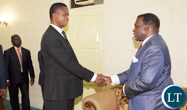 President Edgar Lungu Meets Dr George Chaponda A Special Envoy of President of Malawi Prof Arthur Peter Mutharika who is Minister of Agriculture, Irrigation and Water Development at State House in Lusaka - Picture By Eddie Mwanaleza/Statehouse 21-10-2016. President Edgar Lungu Meets Dr George Chaponda A Special Envoy of President of Malawi Prof Arthur Peter Mutharika who is Minister of Agriculture, Irrigation and Water Development at State House in Lusaka - Picture By Eddie Mwanaleza/Statehouse 21-10-2016.