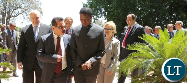 President Edgar Lungu with High Commissioners and ambassadors at Statehouse