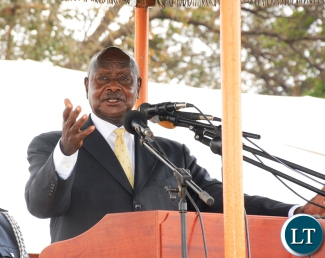 Ugandan President Yoweri Museveni giving his Key Note Speech at State House during the 52nd Independence Celebration Ugandan President Yoweri Museveni giving his Key Note Speech at State House during the 52nd Independence Celebration