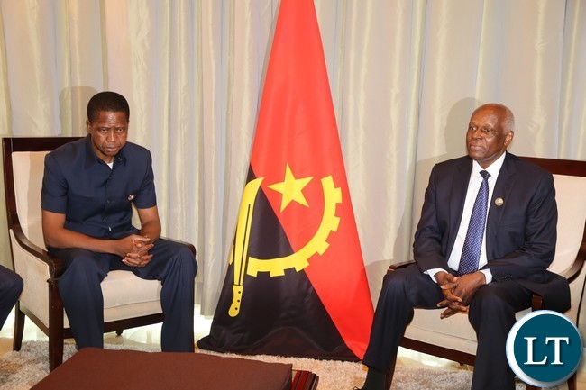 President Lungu with his Angolan President Eduardo dos antos at vila talatona conference centre in Luanda Angola for the Great Lakes Summit 26-10-2016. President Lungu with his Angolan President Eduardo dos antos at vila talatona conference centre in Luanda Angola for the Great Lakes Summit 26-10-2016.
