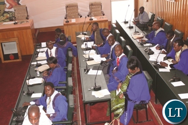 LUSAKA Councelors during a Coumcil meeting at Lusaka City Chambers yesterday.Picture by CHANDA MWENYA