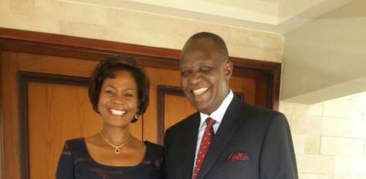 Finance Minister Felix Mutati with wife Grace a few minutes before presenting the 2017 national budget