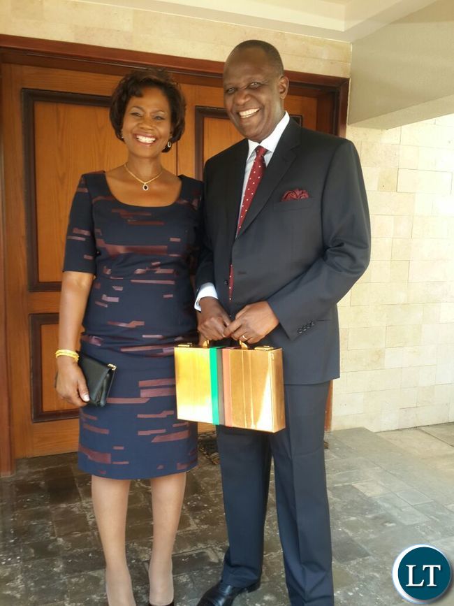 Finance Minister Felix Mutati with wife Grace a few minutes before presenting the 2017 national budget Finance Minister Felix Mutati with wife Grace a few minutes before presenting the 2017 national budget