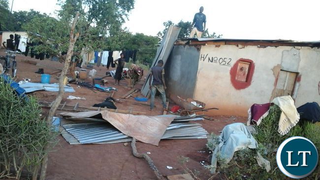 House damaged by a recent rainstorm in Ndola