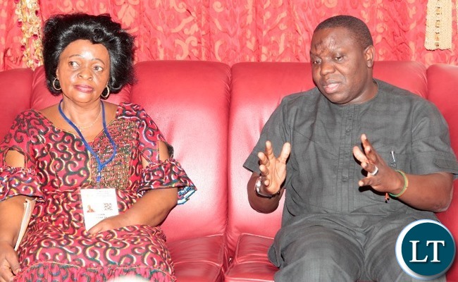 Foreign Affairs Minister ,Hon Harry Kalaba stressing a point on arrival at Malabo International Airport, Equatorial Guinea. Foreign Affairs Minister ,Hon Harry Kalaba stressing a point on arrival at Malabo International Airport, Equatorial Guinea.
