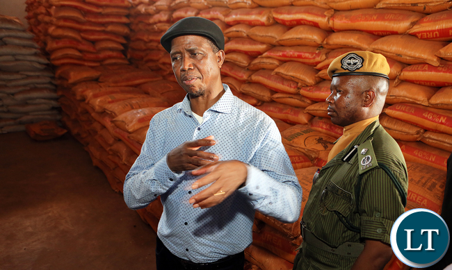 President Edgar Lungu Tours Agricultural input shades