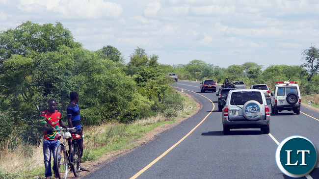President Edgar Lungu Tours Roads in Laungwa on D1 45 Road