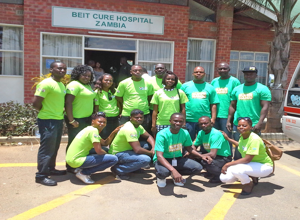 Zambian Breweries staff donate goods to Beit CURE Hospital in Lusaka.