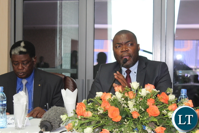 Copperbelt Minister Bowman Lusambo makes his remarks during the Copperbelt Consultative meeting in Ndola