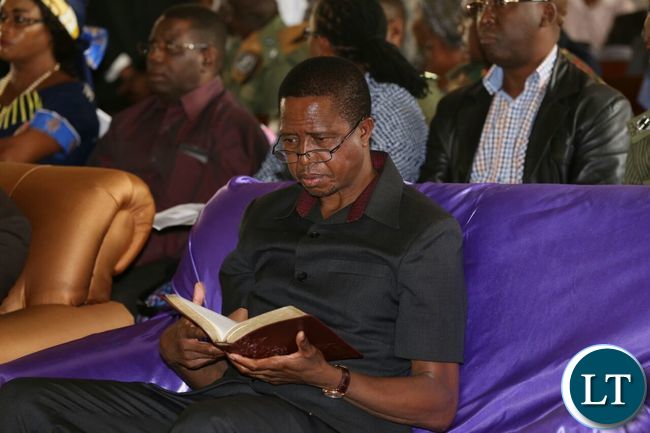 President Edgar Lungu at Reformed Church in Zambia Chipata ongregation during the Church Service on Sunday