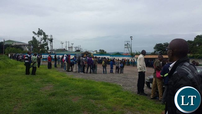 KCM Miners staging a protest outside the main entrance