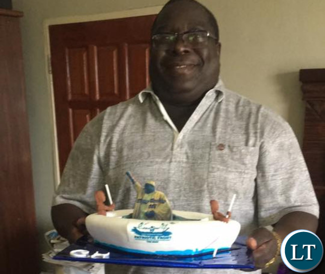 Kambwili displays his birthday cake