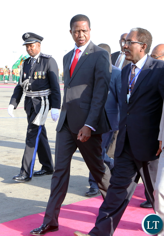 President Lungu arrive at the AU summit in Addis ababa