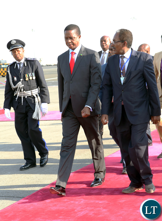 President Lungu arrive in Ethiopia