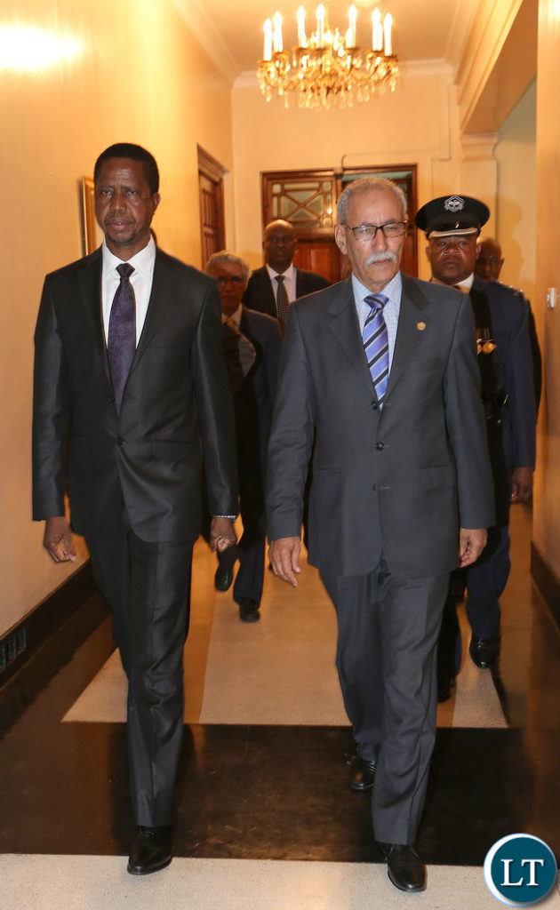 President Lungu with His Excellency Mr Brahim Ghali President of Sahrawi 