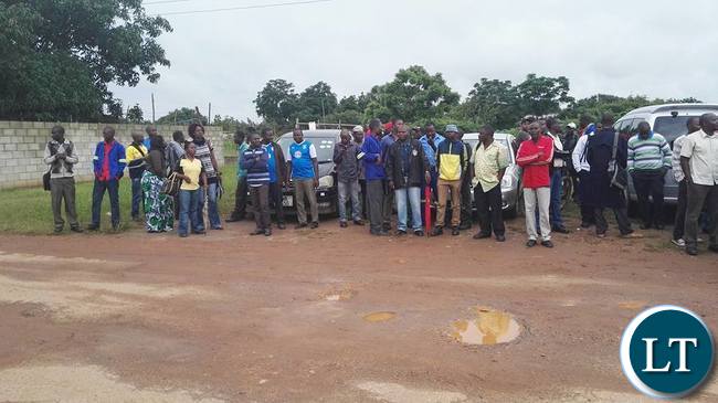 Zambia Railways workers who were locked out today