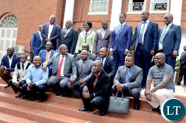 President Lungu with Vice-President Inonge Wina during the Swearing-In-Ceremony of newly appointed Central Province Permanent Secretary Chanda kabwe at State House on Tuesday,January 10,2017 -Picture by THOMAS NSAMA