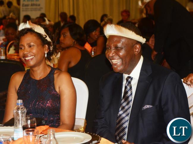 Finance Minister Felix Mutati(l) and his Wife Grace during the Ngoni Cultural Night and Dinner Dance at New Government Complex