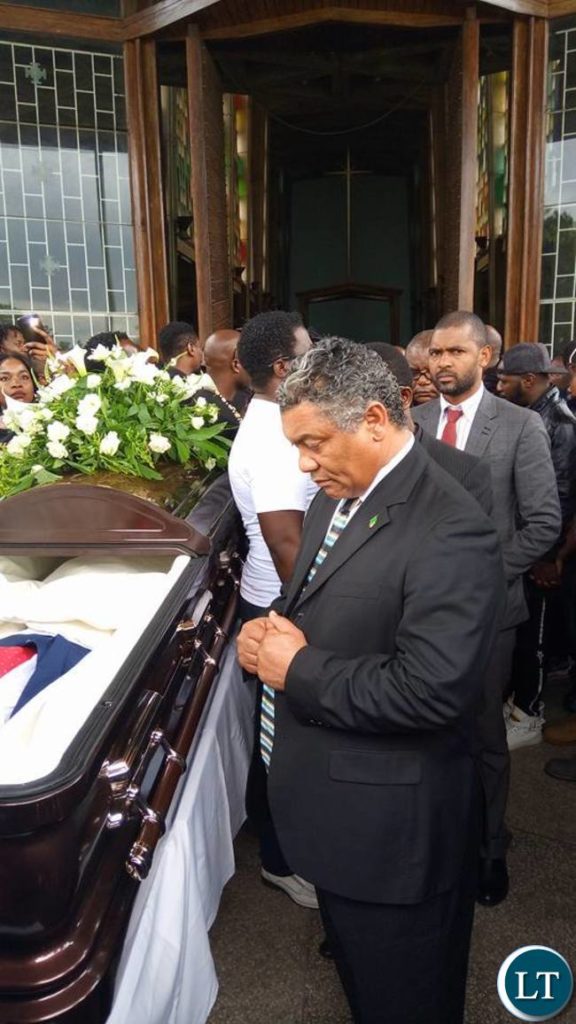 Given Lubinda and Vincent Mwale at the funeral service for late Joe Chibangu