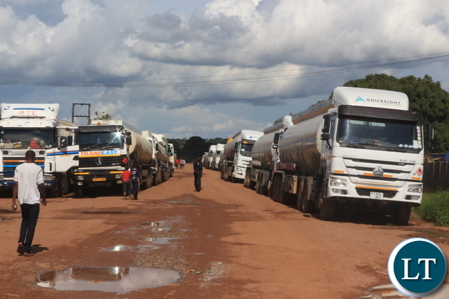 Over 50 Tanker Drivers in Ndola have downed tools petitioning the Energy Regulations Board (ERB) though the Ministry of Energy to put up a Statutory of Instrument to stop foreign tanker Drivers from getting fuel from the sources up the final consumer, a situation they described is disadvantaging them. PICTURES BY FRANK CHING'AMBU/ZANIS Over 50 Tanker Drivers in Ndola have downed tools petitioning the Energy Regulations Board (ERB) though the Ministry of Energy to put up a Statutory of Instrument to stop foreign tanker Drivers from getting fuel from the sources up the final consumer, a situation they described is disadvantaging them. PICTURES BY FRANK CHING'AMBU/ZANIS