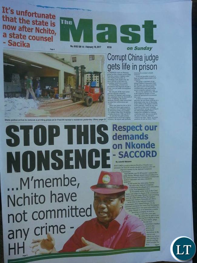 The Mast edition of Sunday, 19th February 2017