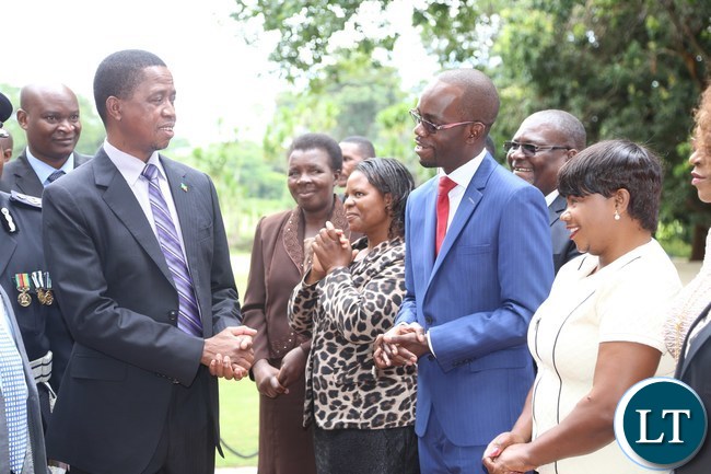 President Edgar Lungu confers with newly appointed Copperbelt Province Permanent Secretary Elias Kamanga after being Sworn in at State House President Edgar Lungu confers with newly appointed Copperbelt Province Permanent Secretary Elias Kamanga after being Sworn in at State House