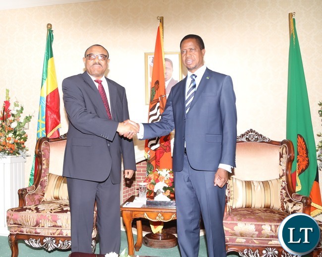 President Edgar Lungu welcomes His Ethiopian Counterpart Prime Minister Hailemariam Dessalagn arrives at State House President Edgar Lungu welcomes His Ethiopian Counterpart Prime Minister Hailemariam Dessalagn arrives at State House
