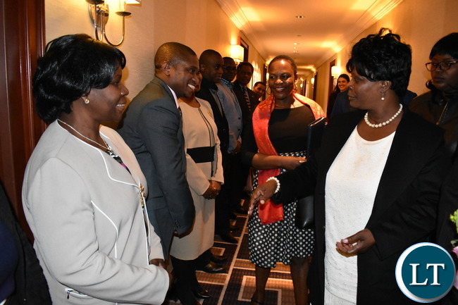 Zambia UN Mission diplomatic Staff welcoming the First Lady Mrs. Esther Lungu to New York on Saturday 11 March, 2017. The First Lady is in New York to participate in the 61st Session of the Commission on the Status of Women (CSW61). Photo | Chibaula D. Silwamba | Zambia UN Mission