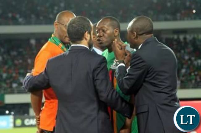 Kaizer Zulu exchanging bitter words with CAF officials