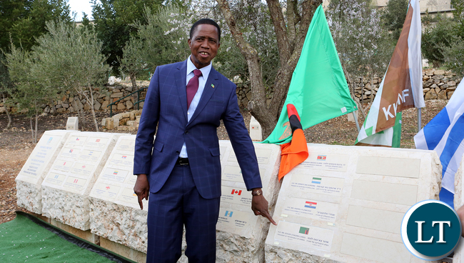 President Edgar Chagwa Lungu Plants a Tree at The Grove of the Nation in the Jerusalem Forest on Tuesday 28-02-2017pg4362