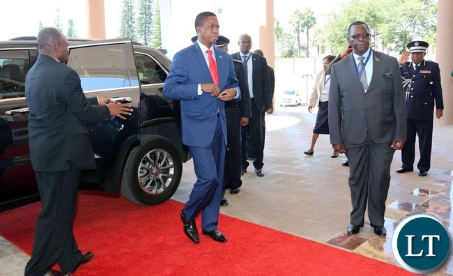 President Edgar Lungu arrive at SADC Summit