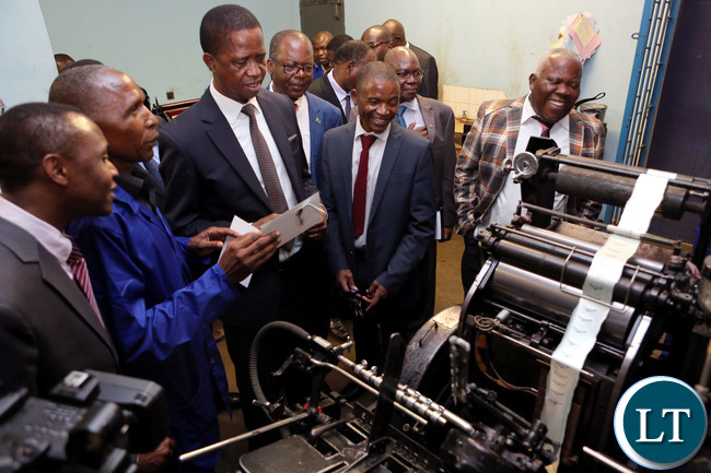 resident Edgar Lungu touring Government Printers in Lusaka