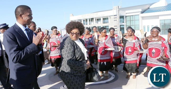 President Edgar Lungu with Senator Winnie Magaqula minister of Labour and Social Security in Swaziland Watch Traditional dancer