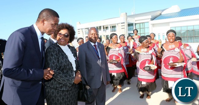 President Edgar Lungu with Senator Winnie Magaqula minister of Labour and Social Security in Swaziland Watch Traditional dancers
