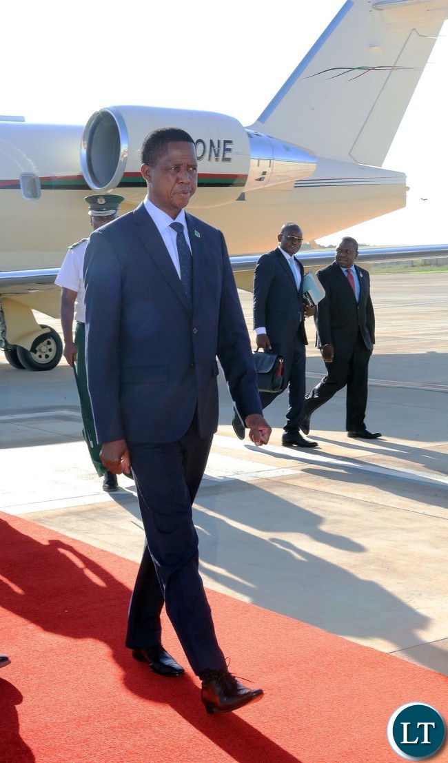 President Lungu arrive in Swaziland 