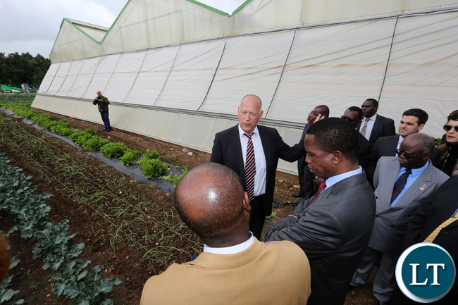 President Lungu on tours of the Reach and development of Netafim in Kibbutz Magal in Israel 